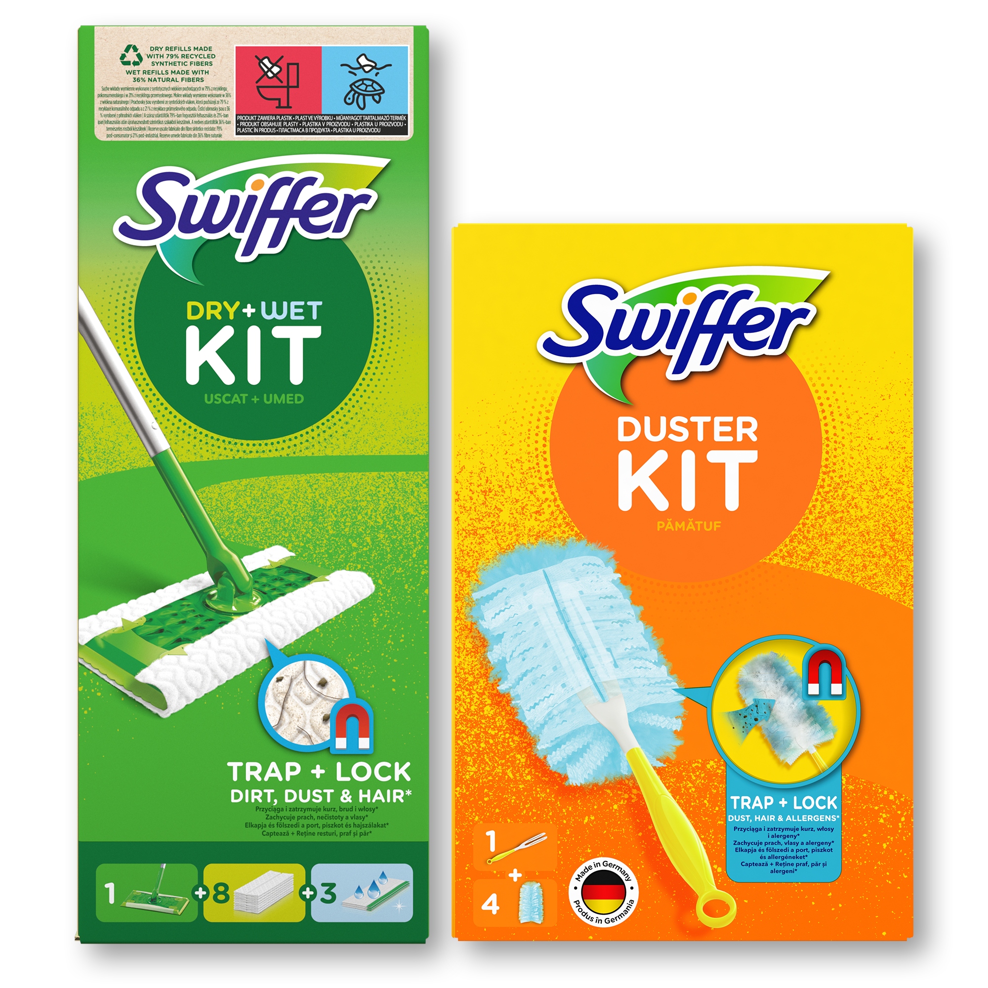 Swiffer Kit Mop Mop plochý 27 cm + Swiffer Duster Kit so 4 náhradnými dielmi