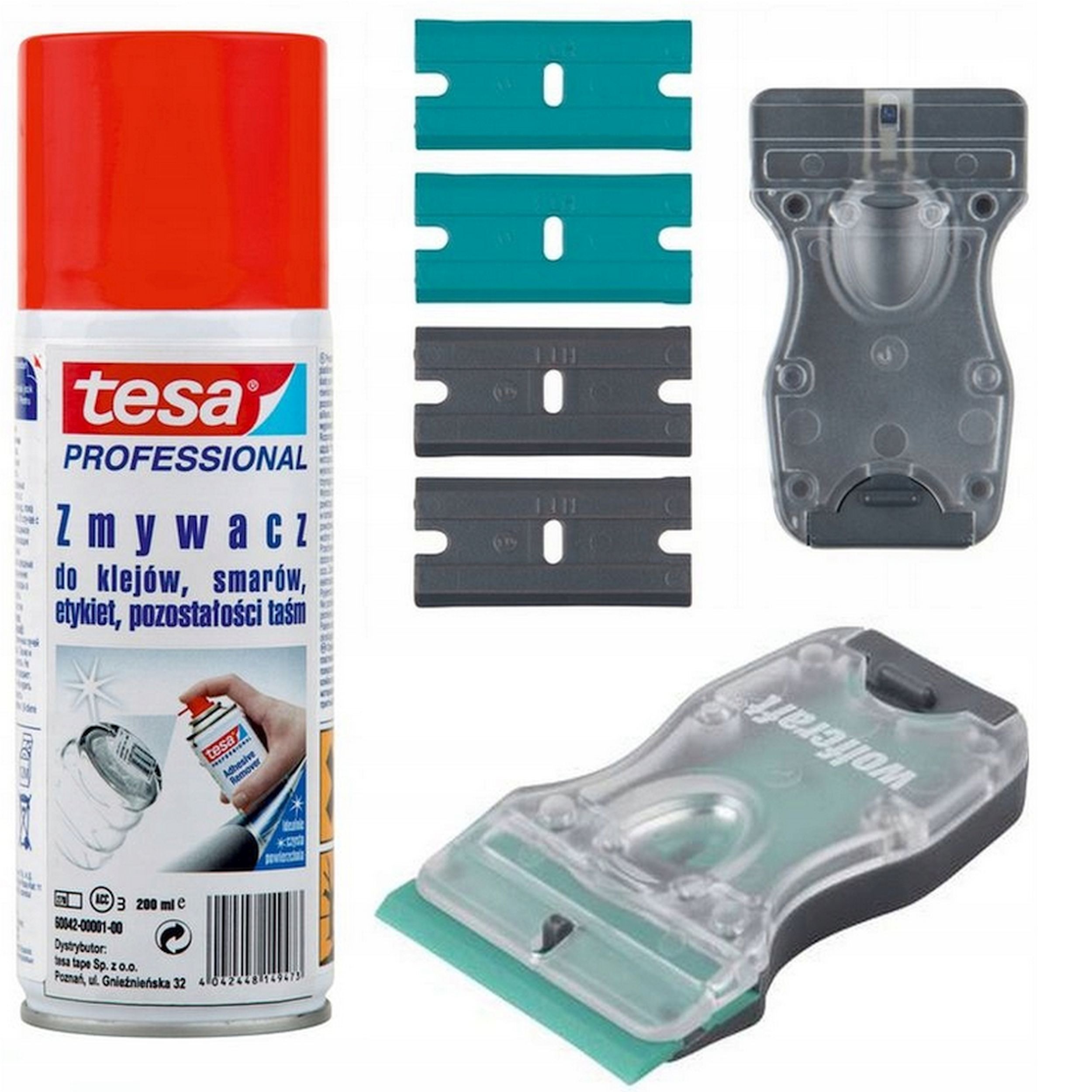 Tesa 60042-00001-01 odstraňovač lepidla 200 ml + sada náradia Wolfcraft 5 ks.