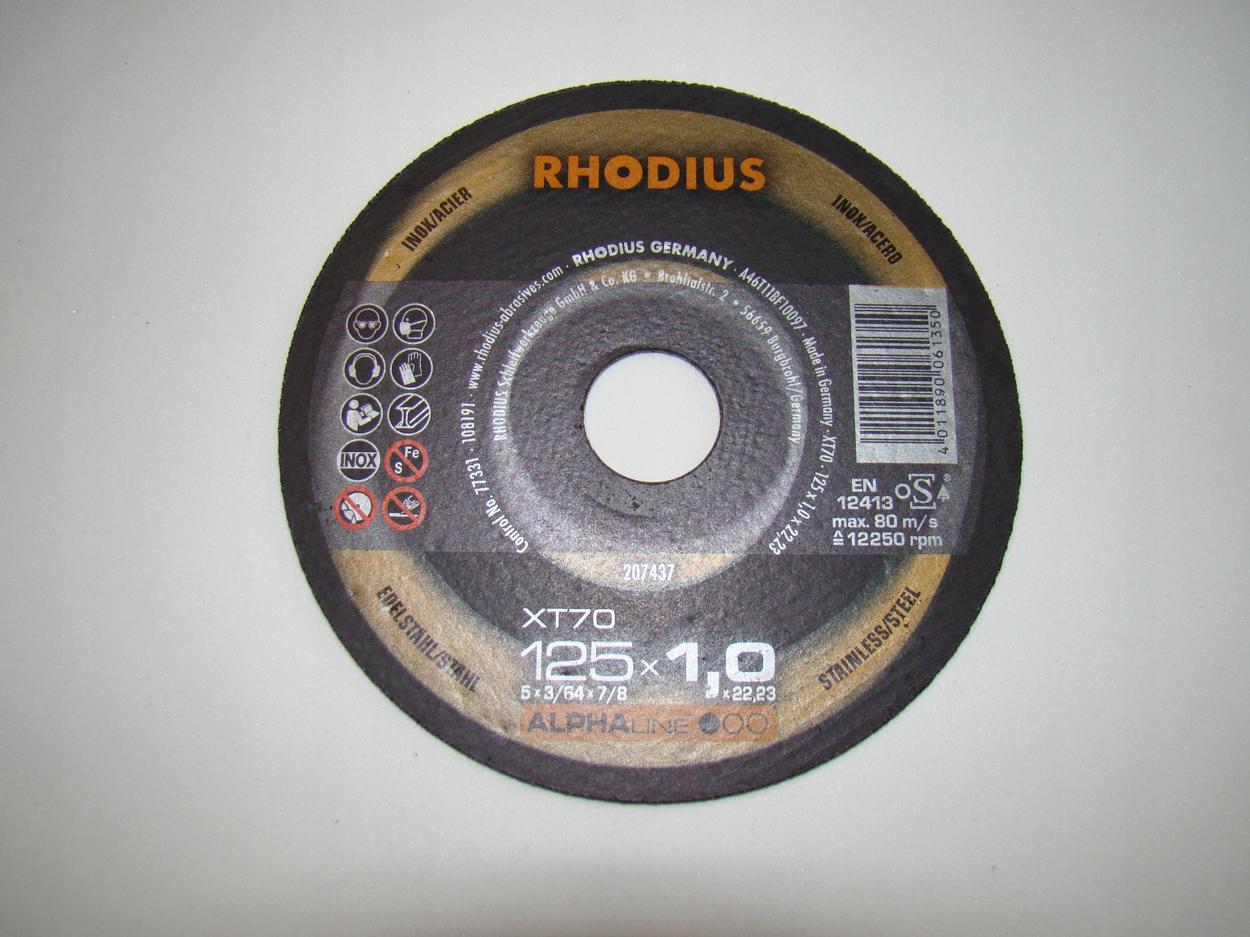 RHODIUS XT70 INOX / ACIER disky 125mmx1,0x22,23