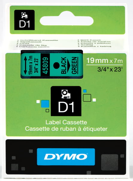 Dymo páska 19x7mm čierna a zelená (originálna)