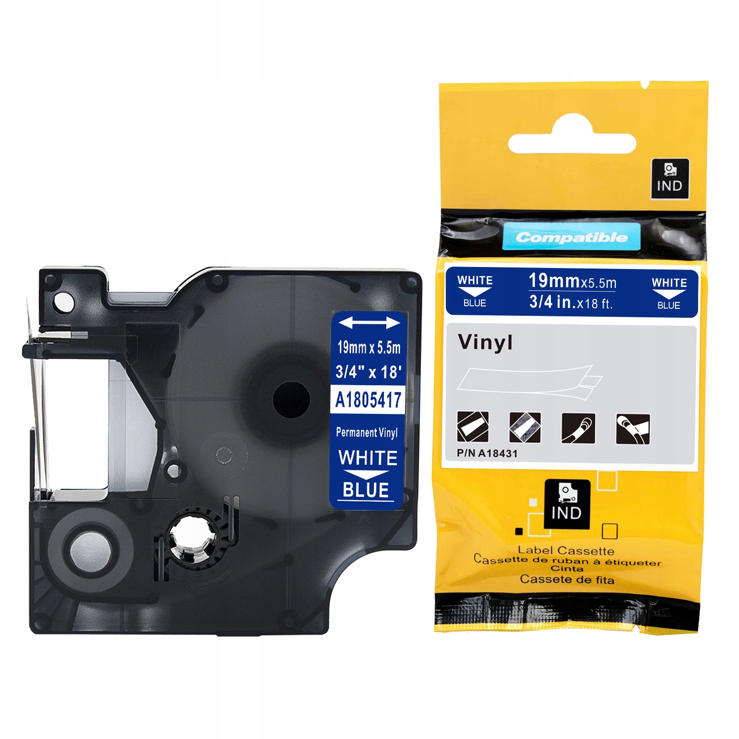 19mm vinylová páska pre DYMO RHINO 1805417 modrá