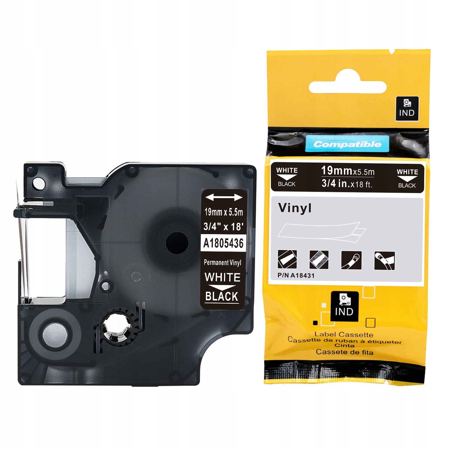 19mm vinylová páska pre DYMO RHINO 1805436 čierna