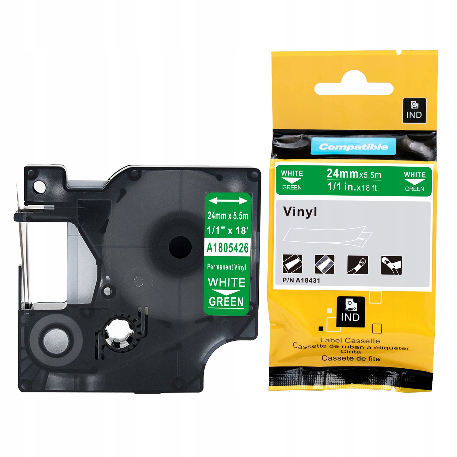 24mm vinylová páska pre DYMO RHINO 1805426 zelená