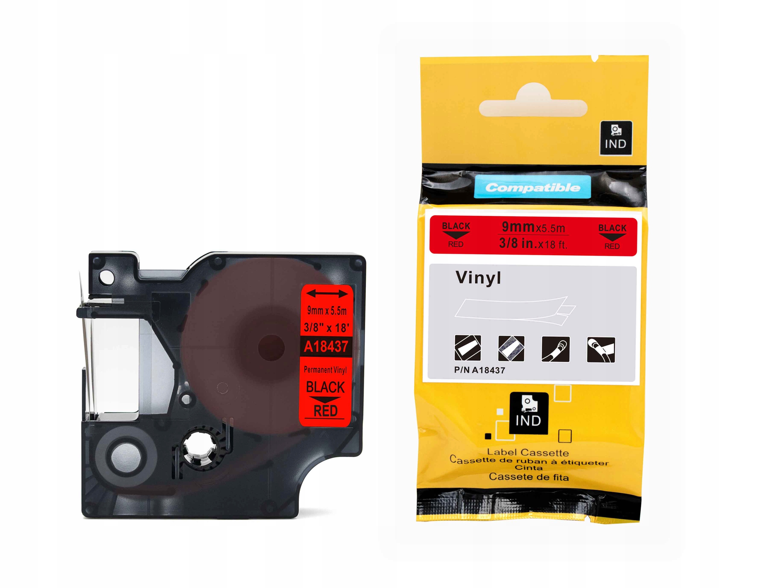 Vinylová páska 9 pre DYMO RHINO 18437 červená