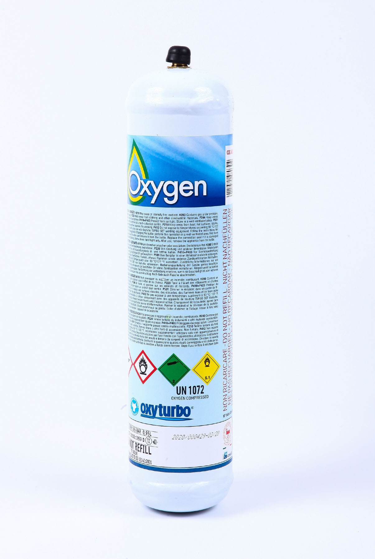 Kyslík pre horáky, kyslíková fľaša 950 ml Kyslík