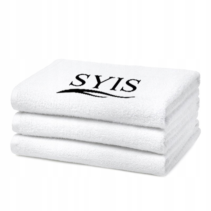 Top! SYIS Froté uterák s logom 70x140 - biela