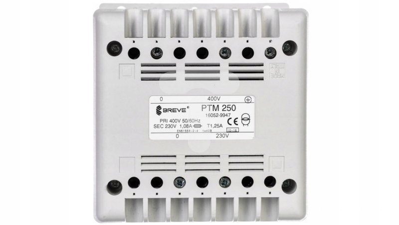 1-fázový transformátor PTM 250VA 400 / 230V / prípojnica