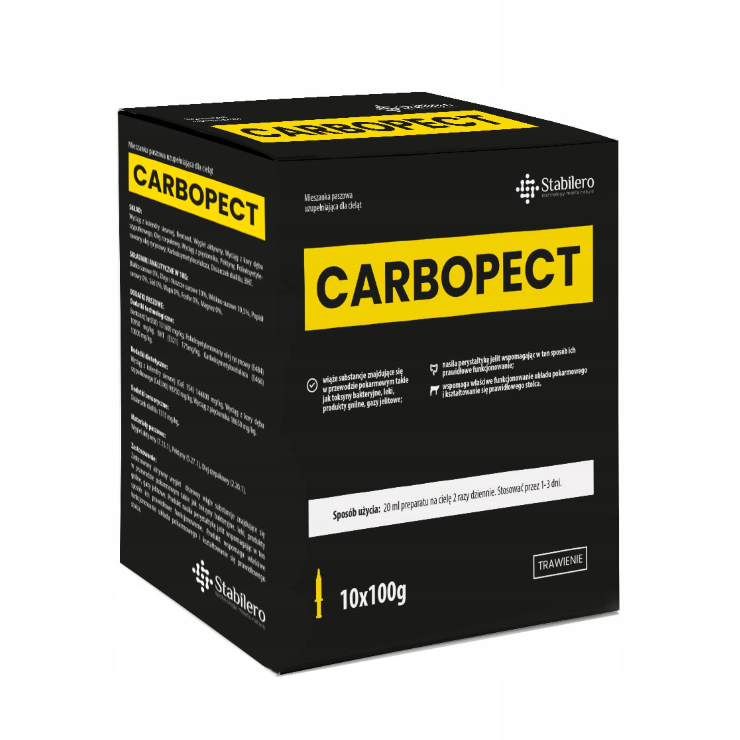 Uhlík na hnačku pre teľatá CARBOPEKT 10x100g