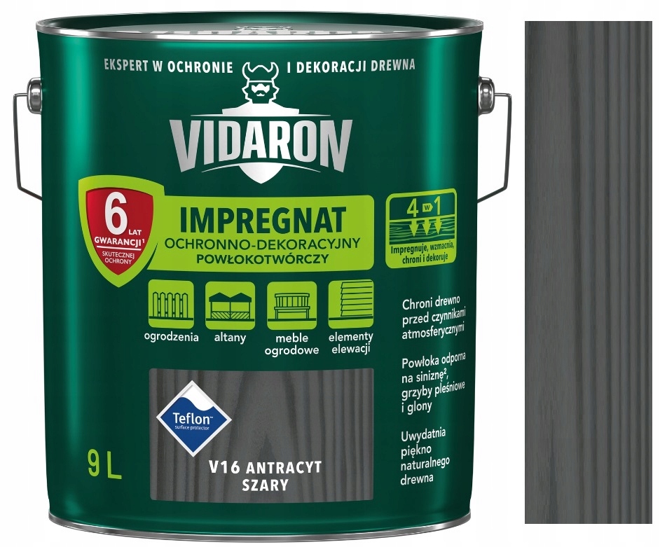 Impregnácia dreva Vidaron V16, antracitovo šedá, 9 l
