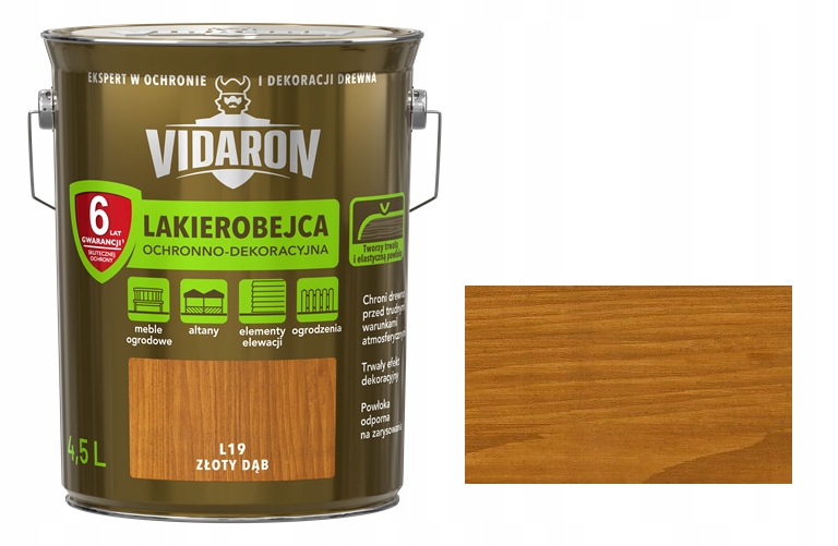 Vidaron lazúra na rozpúšťadlovej báze 4,5 l L19 zlatý dub