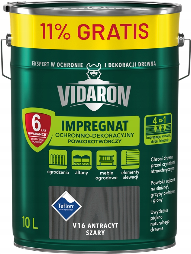 VIDARON Ochranná impregnácia antracit sivá V16 10L