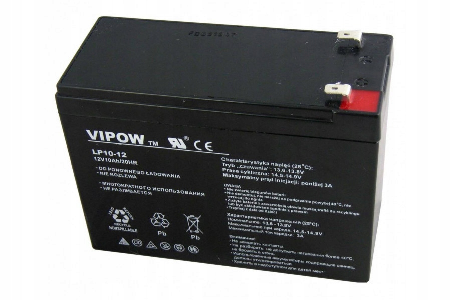 AKUMULÁTOROVÁ GÉLOVÁ BATÉRIA VIPOW 12V 10AH