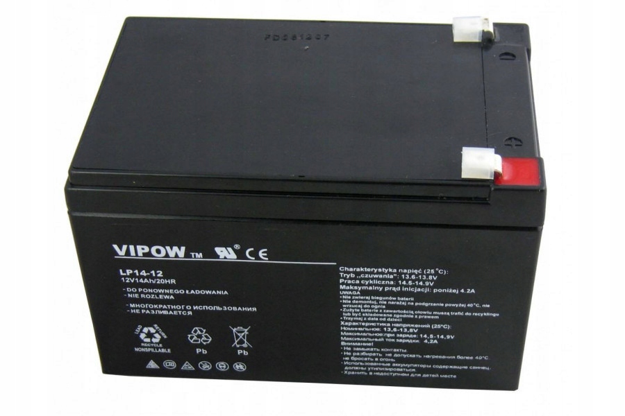 AKUMULÁTOROVÁ GÉLOVÁ BATÉRIA VIPOW 12V 14AH