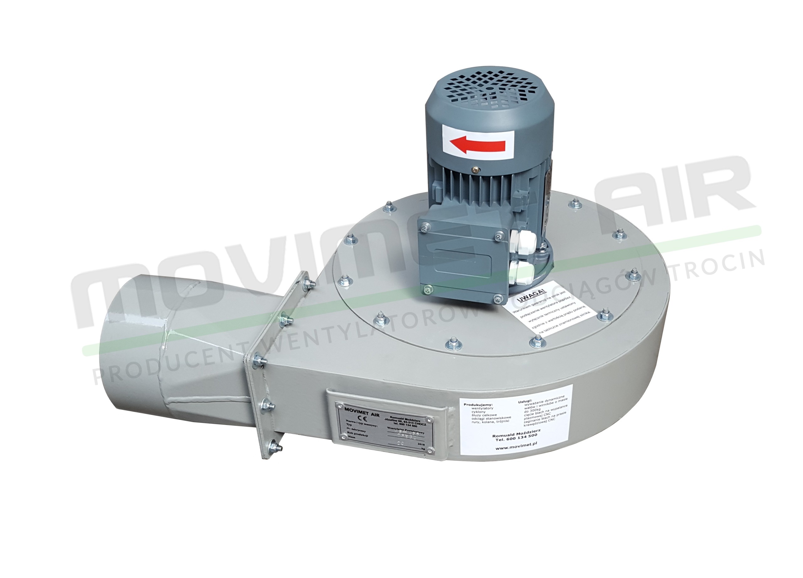 Prírubový radiálny ventilátor, odsávanie dymového prachu