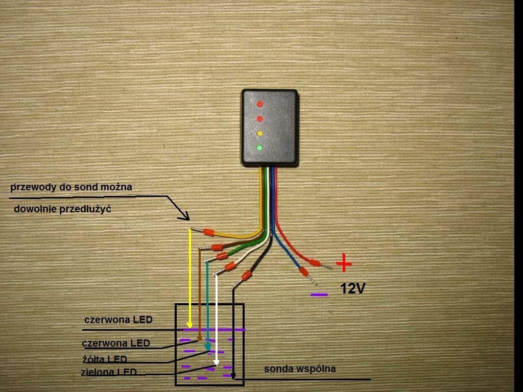 Indikátor ÚROVNE VODY - 4 LED diódy