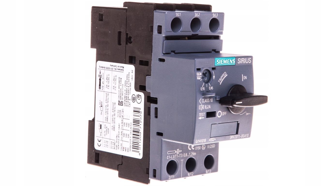 Motorový istič 3P 0,18kW 0,45-0,63A S00 3RV20