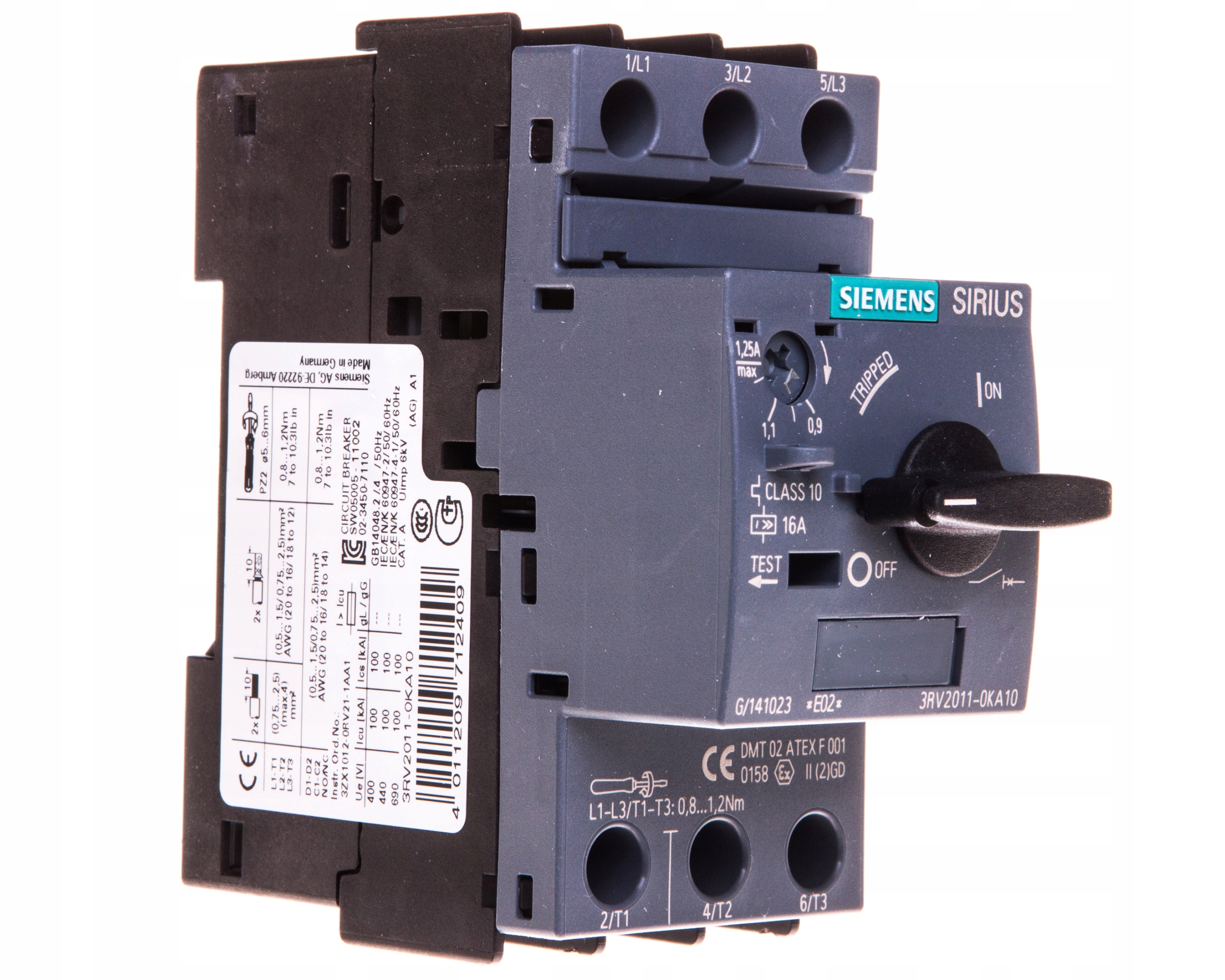 Motorový istič 3P 0,37kW 0,9-1,25A S00