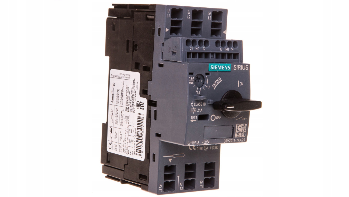 Motorový istič 3P 0,45kW 1,1-1,6A 1NO 1R 3RV20