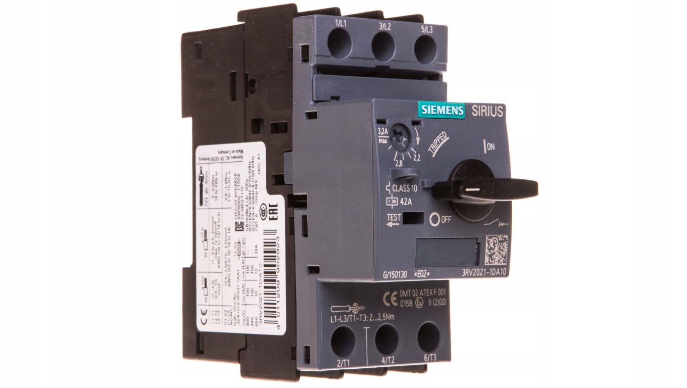 Motorový istič 3P 1,1kW 2,2-3,2A S0 3RV2021-1