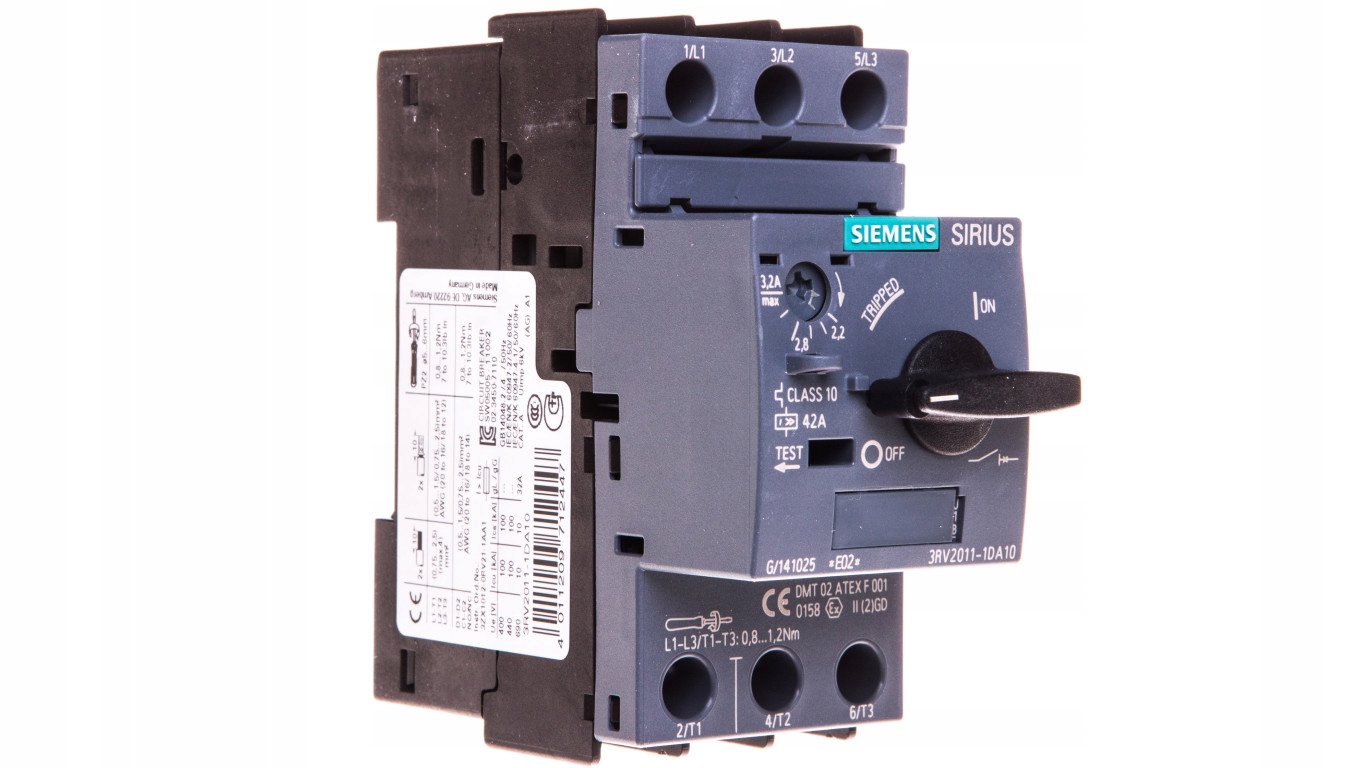 Motorový istič 3P 1,1kW 2,2-3,2A S00 3RV2011-