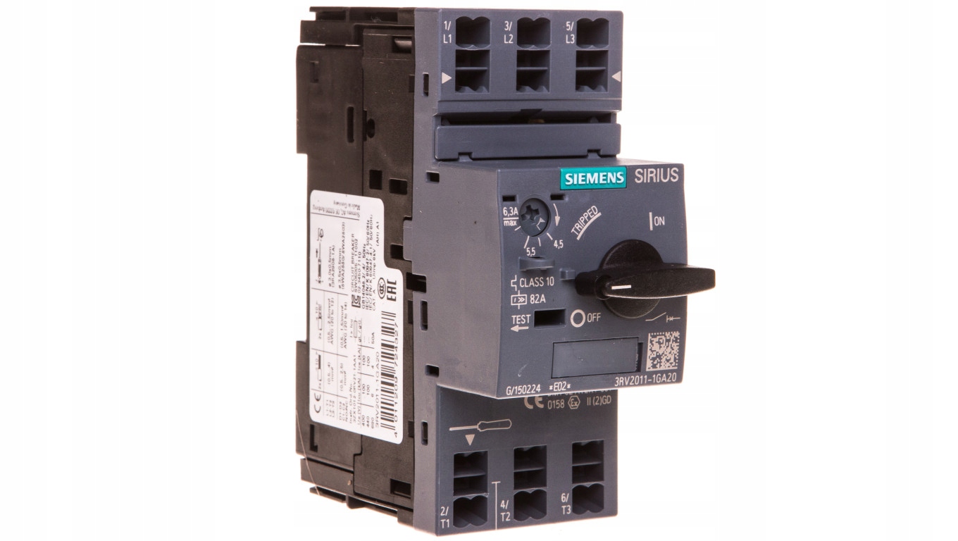 Motorový istič 3P 2,2kW 4,5-6,3A 3RV2011-1GA2