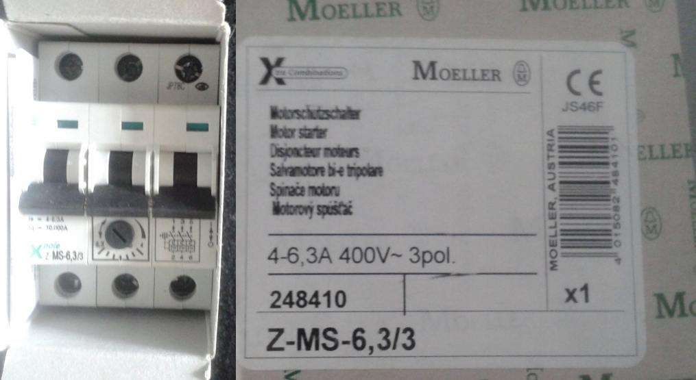 Motorový istič Z-MS 4-6,3A / 3 MOELLER nový