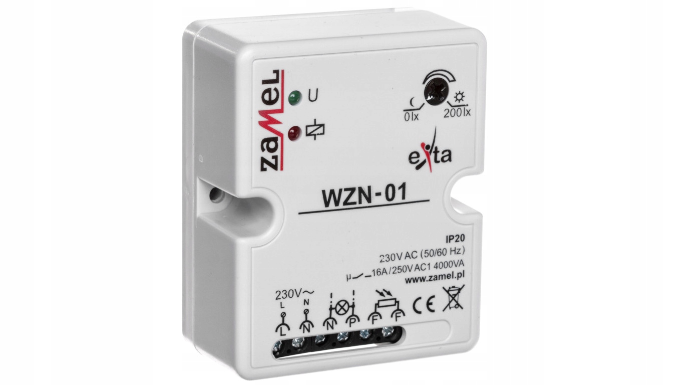 Súmrakový spínač 16A 230V 0-200lx WZN-01 EXT1