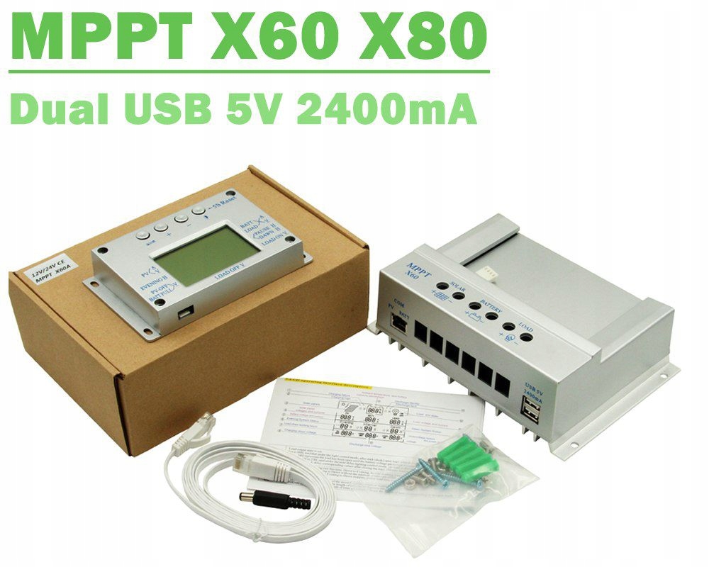 REGULÁTOR NABÍJANIA X 60A LCD 12V 24V MPPT SOLÁRNY