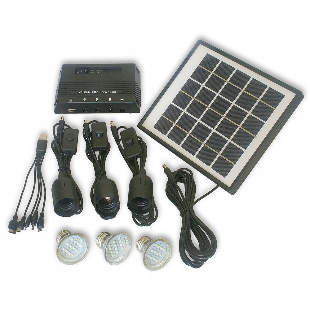 XT-5000A USB solárny systém 3xLED 5W FV PL