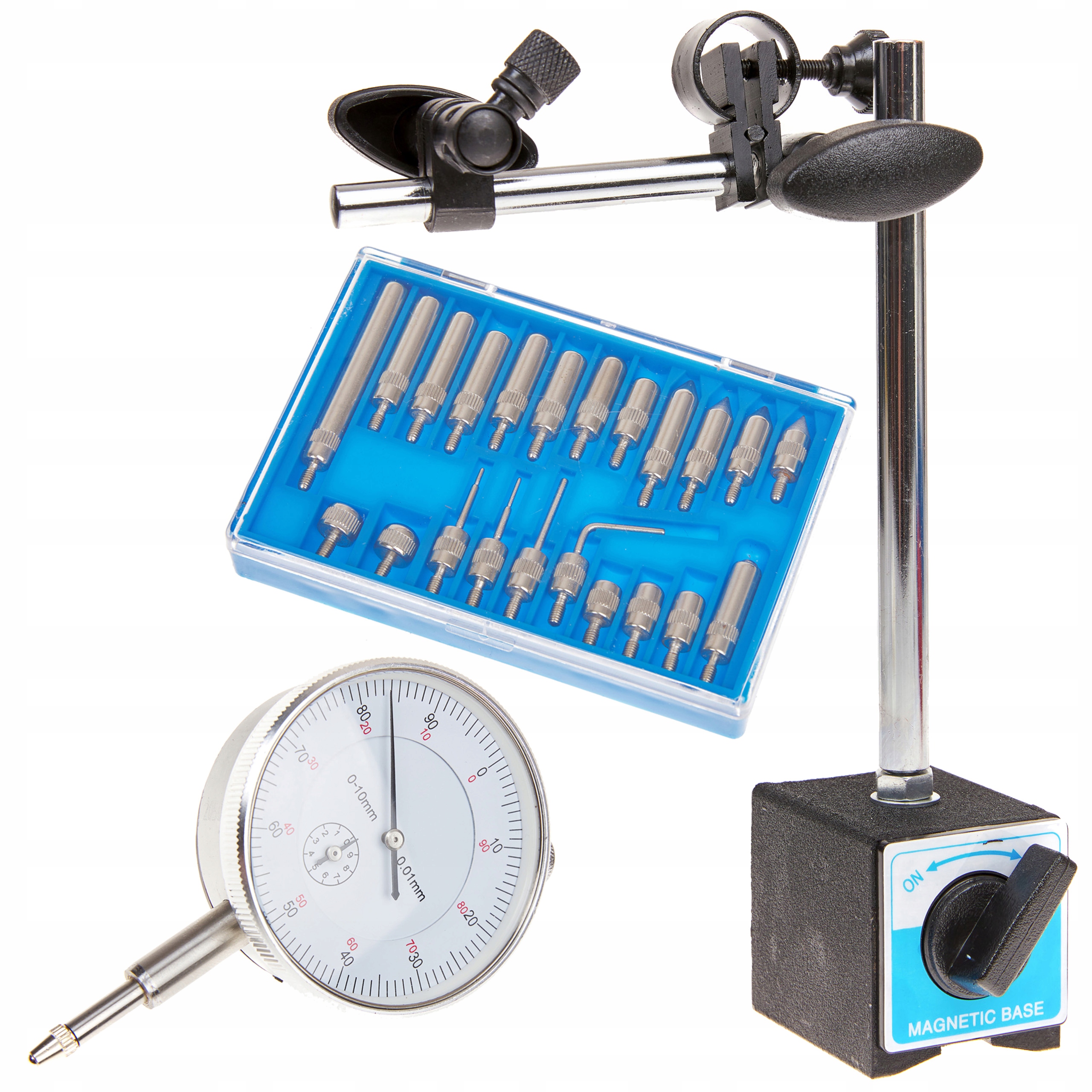 SADA SNÍMAČOV HODÍN MAGNETICKÝ STOJAN 0-10 mm