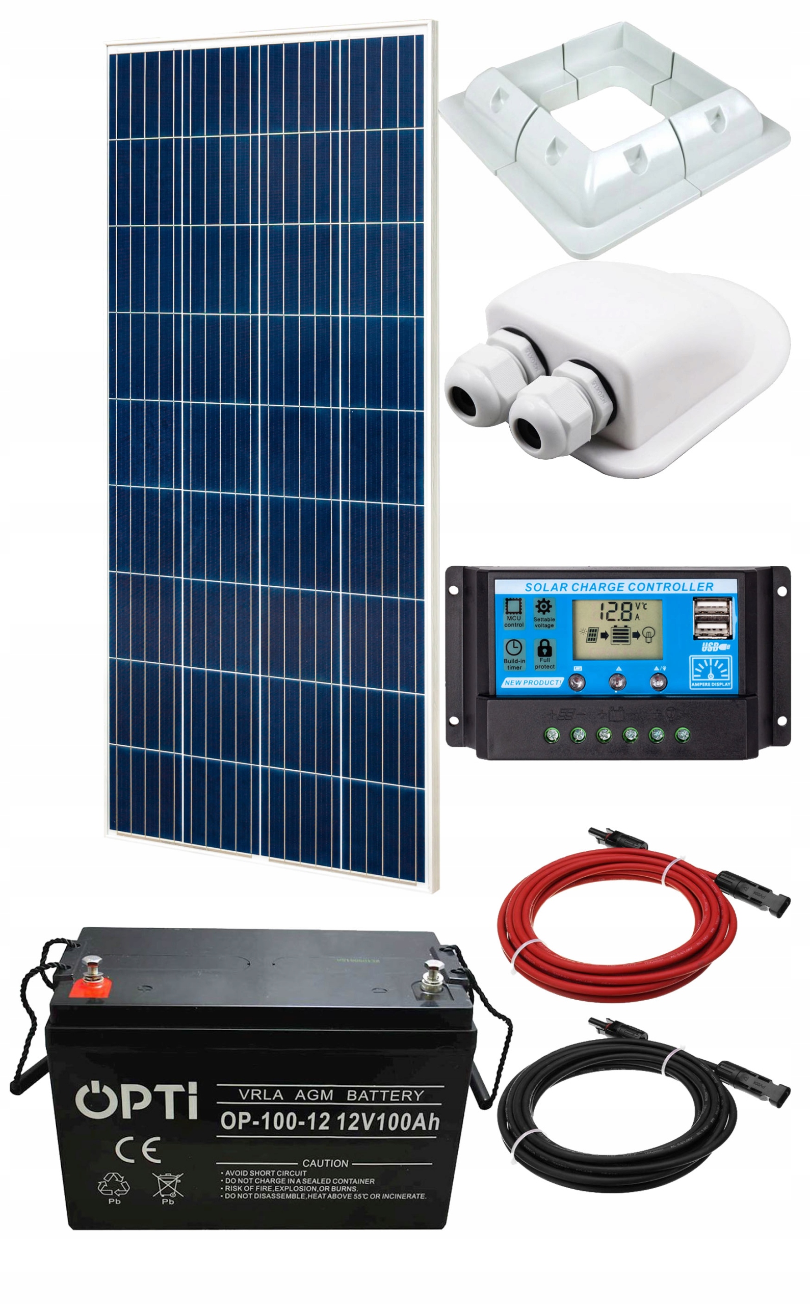 SOLÁRNA SÚPRAVA 180W 12V BATÉRIA 100AH REGULÁTOR