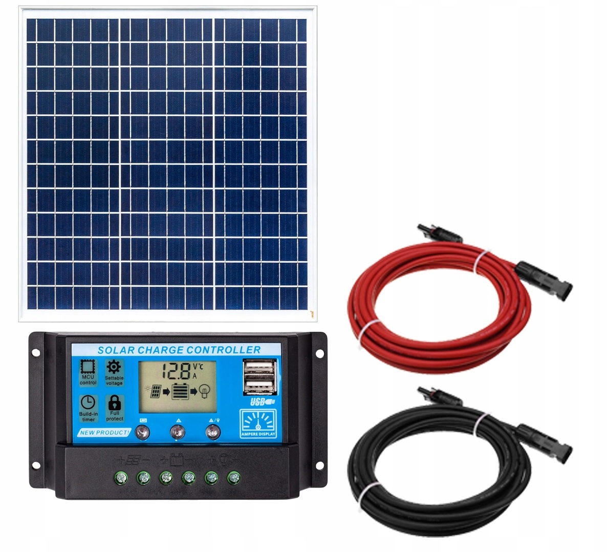 SOLÁRNA SADA 40W 12V PANELOVÝ REGULÁTOR CAMPEROVÝ Čln
