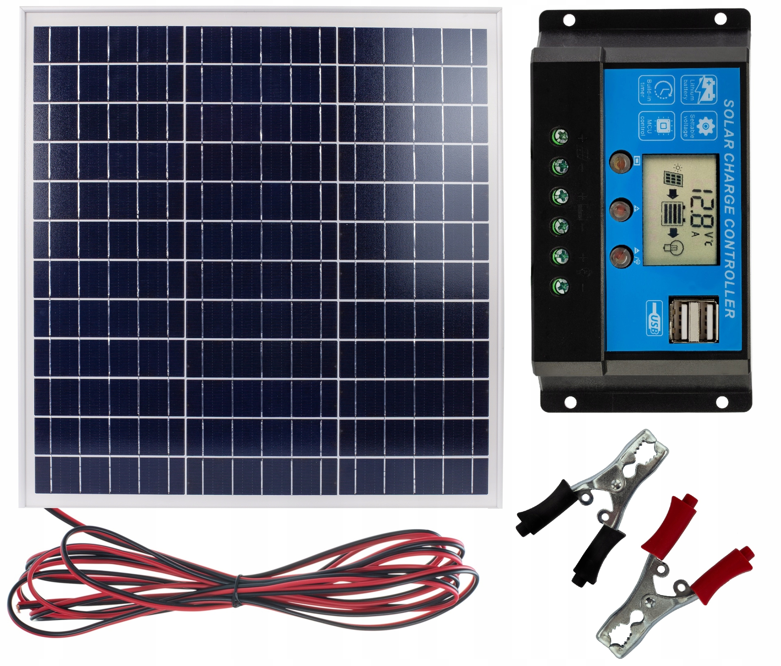 REGULÁTOR BATÉRIE SOLÁRNA SADA 20A PANEL 18V 40W