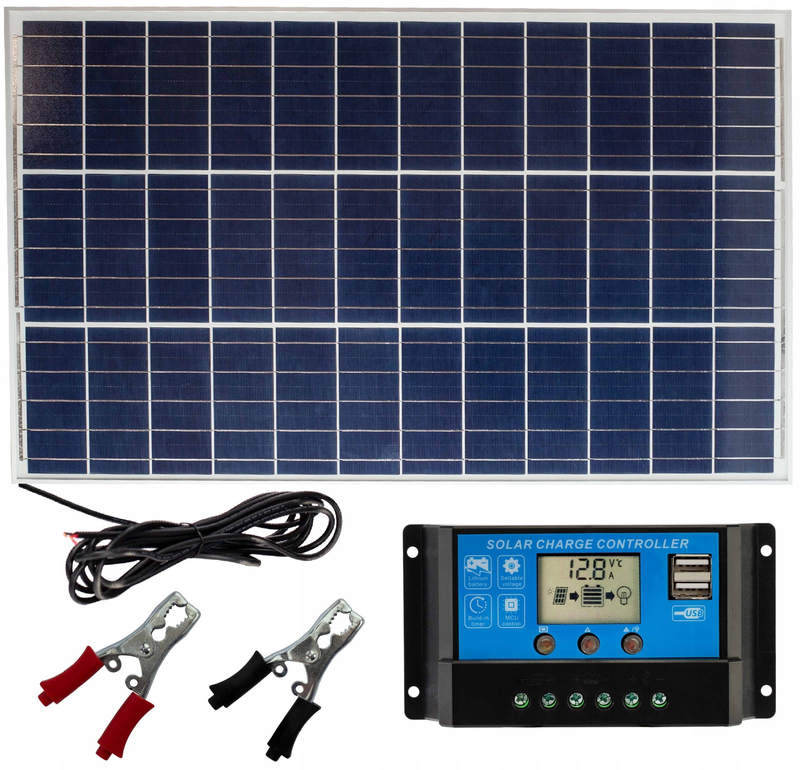 REGULÁTOR BATÉRIE SOLÁRNA SADA 20A PANEL 18V 70W