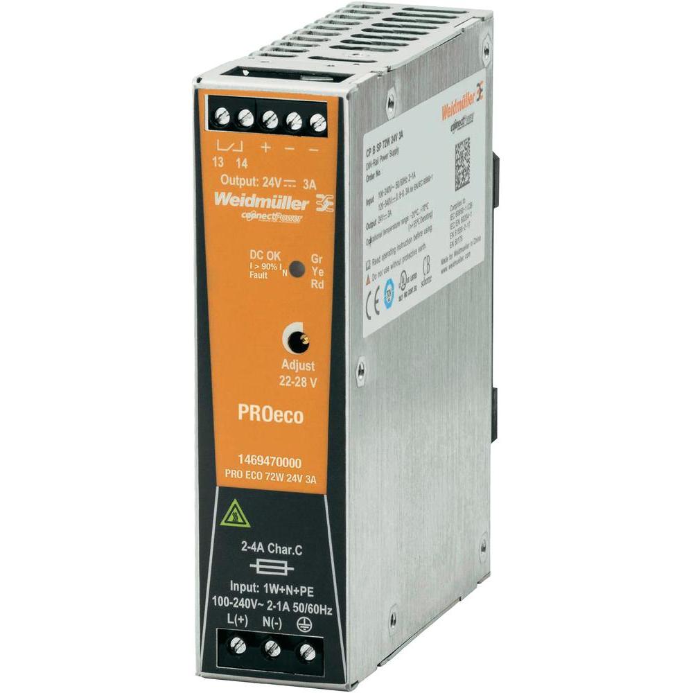 Napájací zdroj Weidmuller PRO ECO 72W 24V na lištu DIN