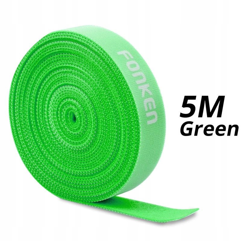 [Zelený suchý zips 5m] 5m USB káblový organizér