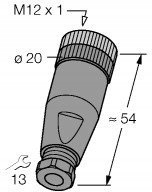 Rozoberateľný konektor M12, zásuvka, priamy, 4-pólový, t