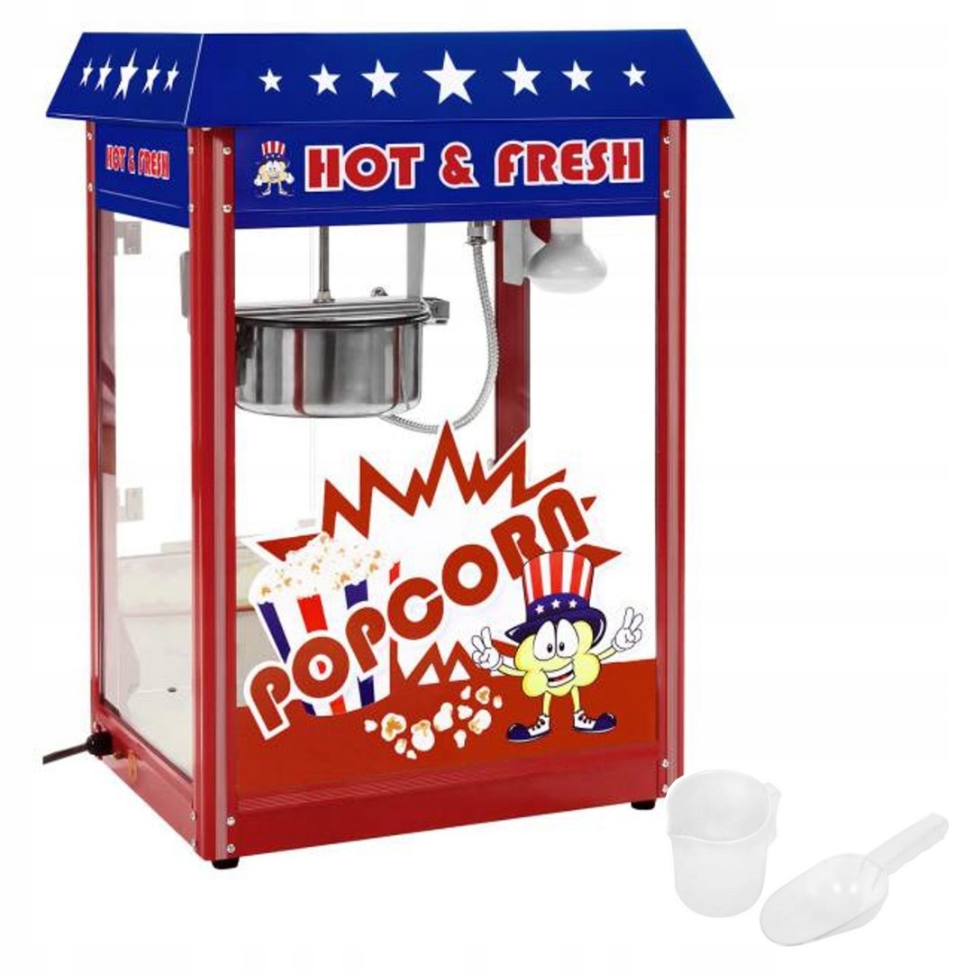 a1s Popcorn stroj s modrým šiltom