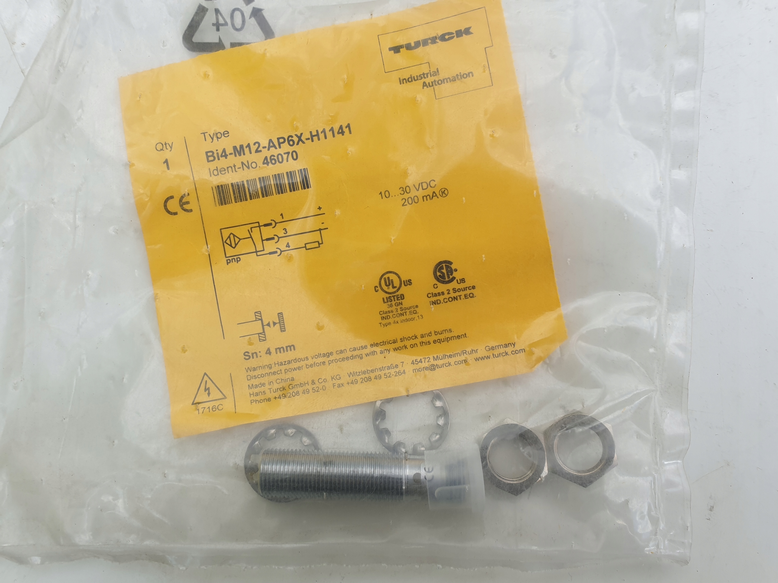 4mm indukčný snímač TURCK Bi4-M12-AP6X-H1141