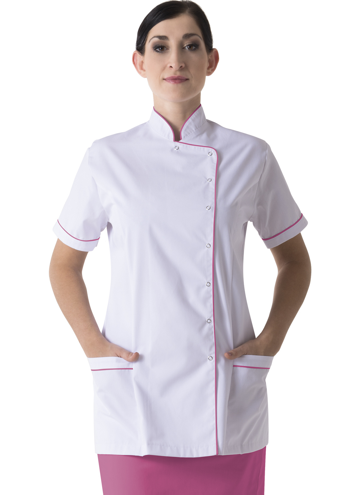 kozmetická zástera biela / ružová veľkosť 2XL (44)