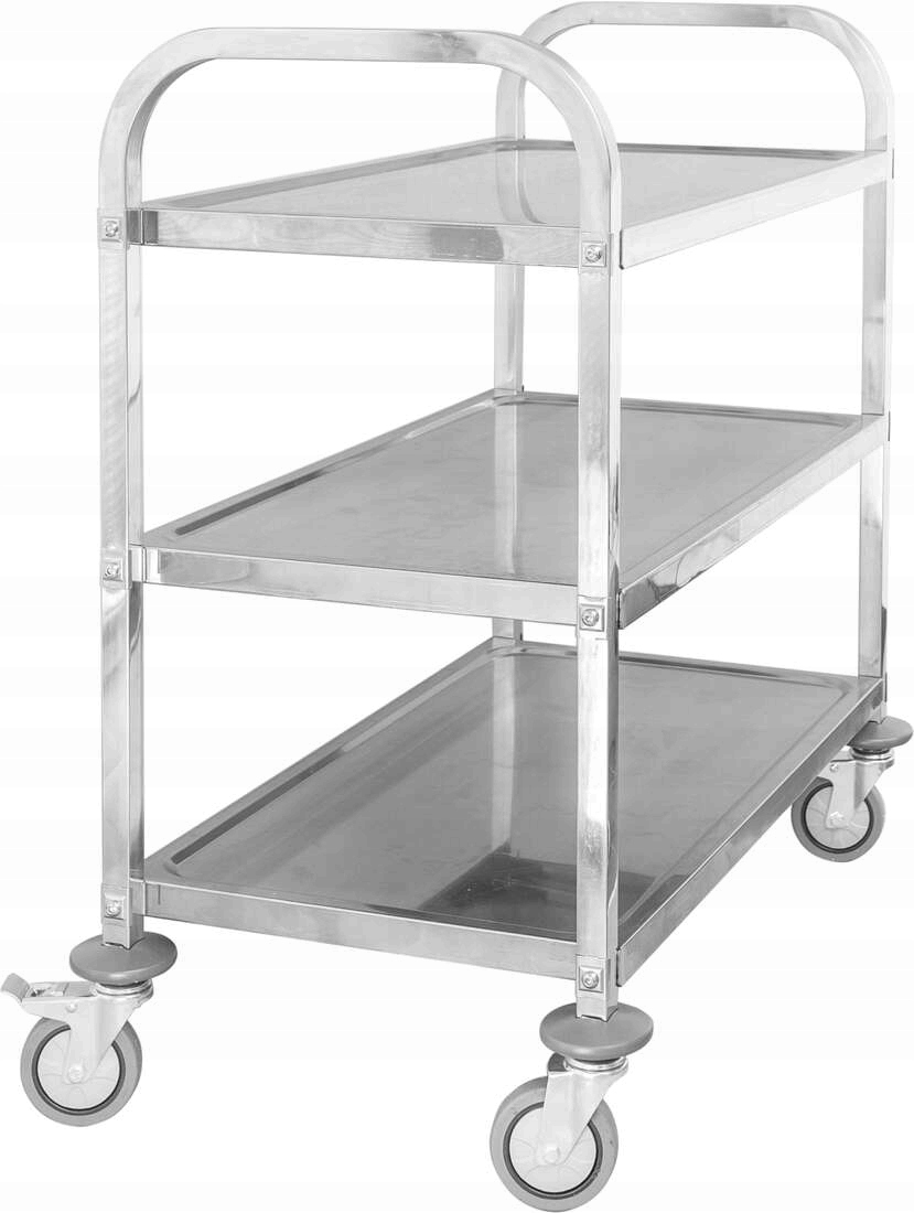 3-policový čašnícky vozík z nerezovej ocele, madlo štvorcového profilu 750x400x835 mm | TECHNICA, Silver Line