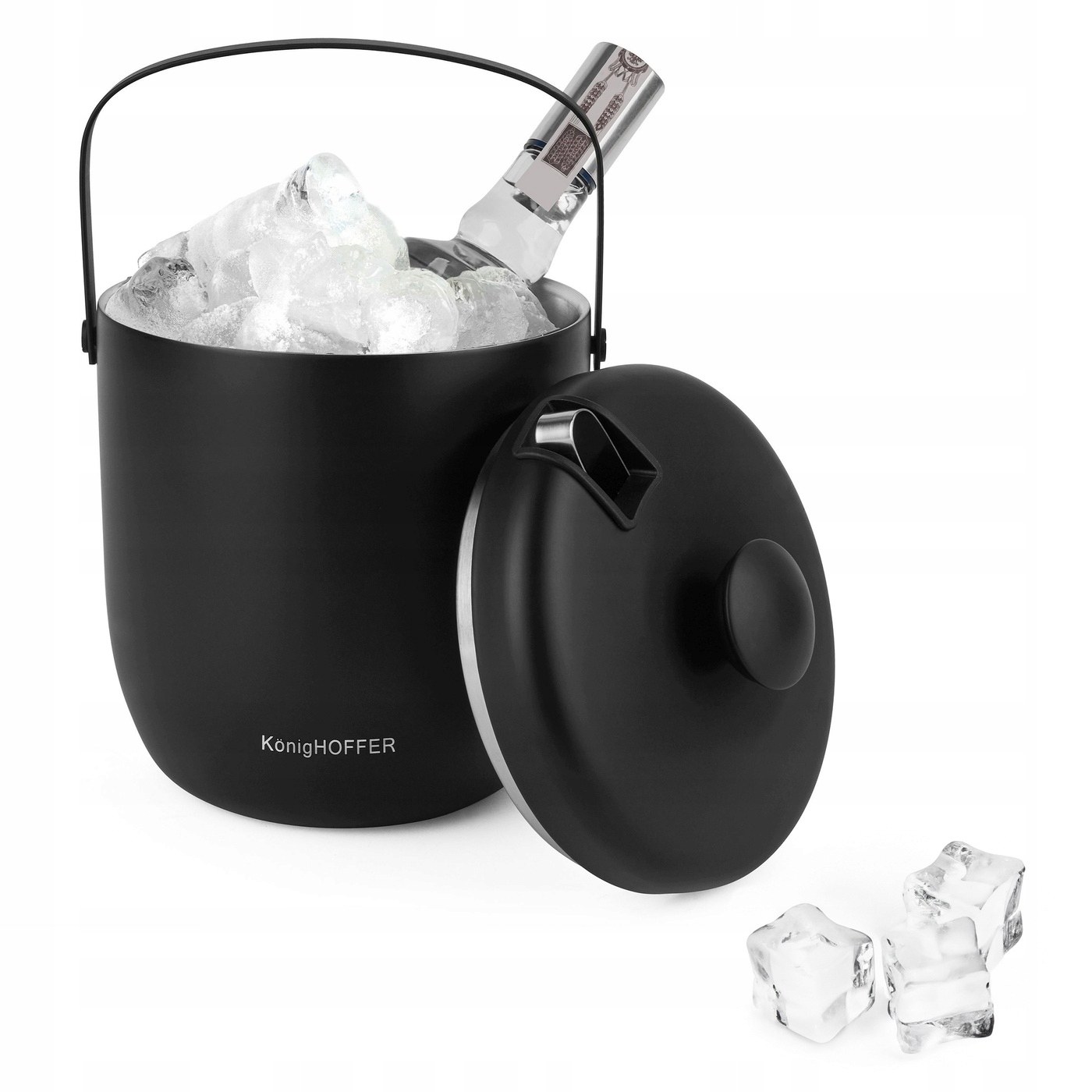 KonigHOFFER Oris vedro na ľad s kliešťami 2,8 l, čierne